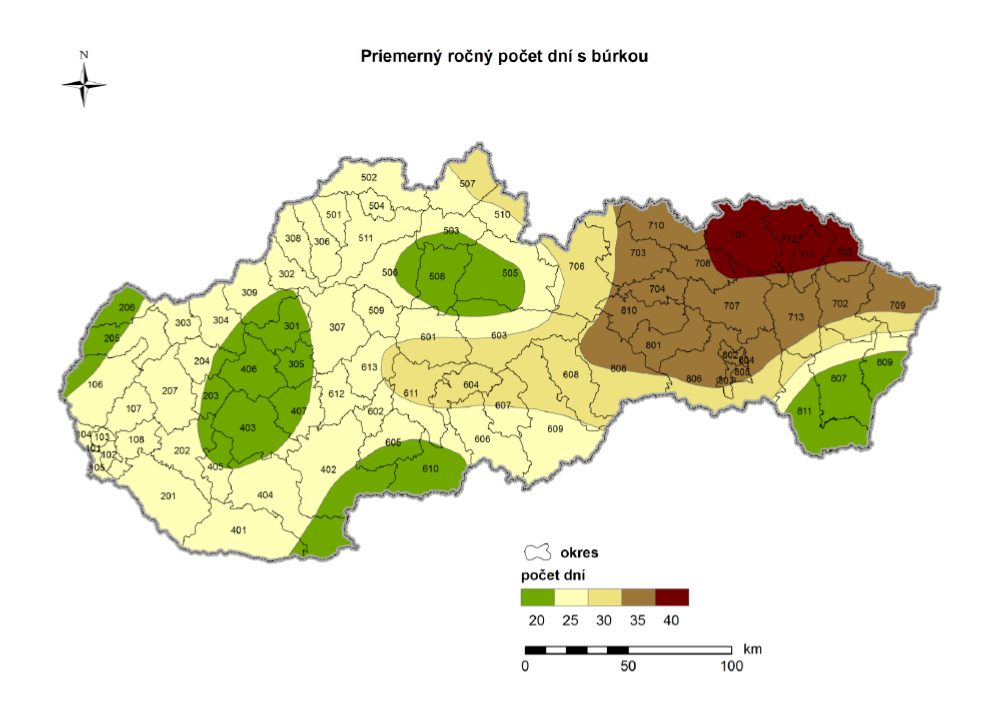 Izokeraunická mapa SR